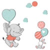 Nursery Wooden Wall Stickers with Elephant Design for Baby's Room