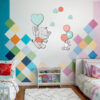 Nursery Wooden Wall Stickers with Elephant Design for Baby's Room