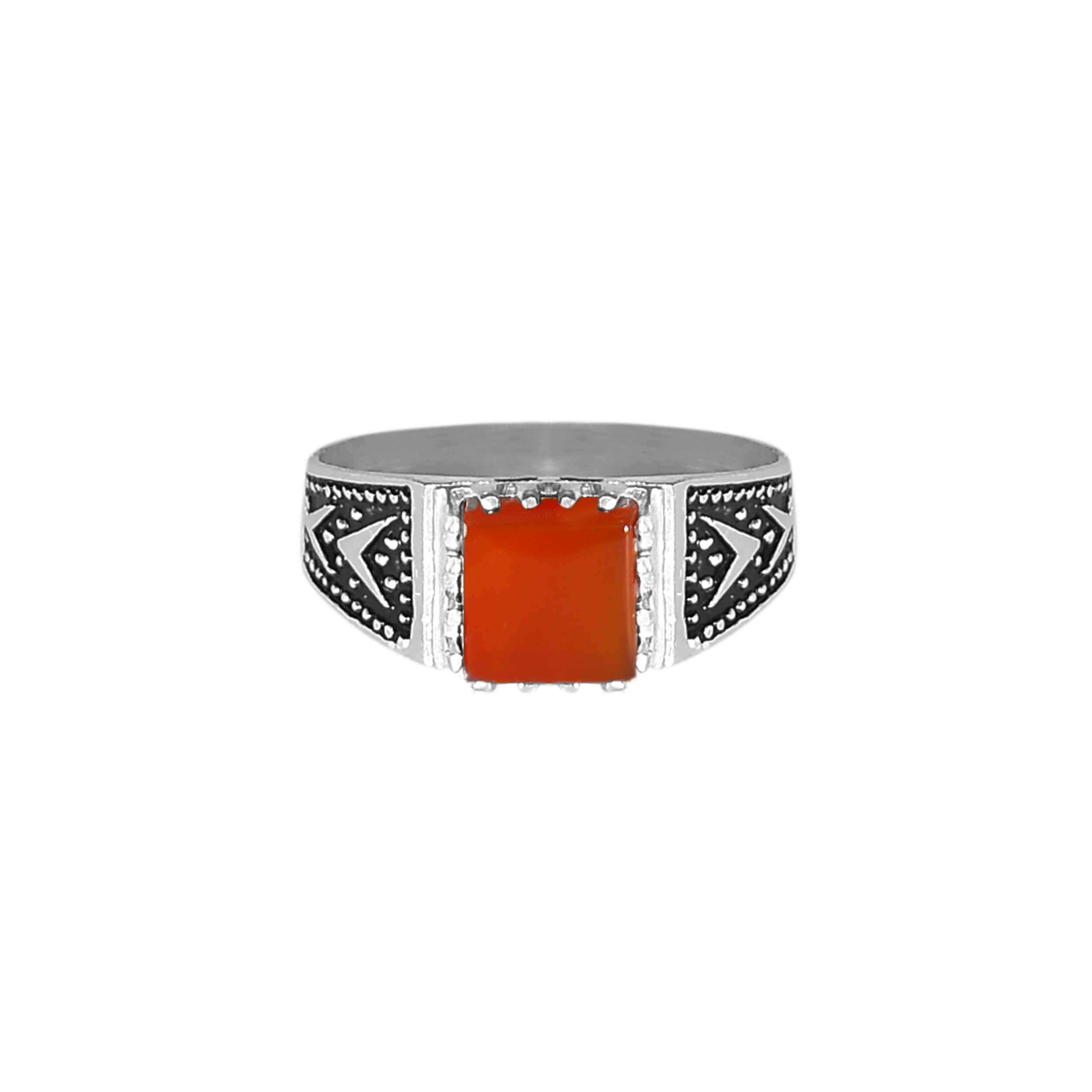Persian Agate Silver Ring for Men Elegance Red Model ANMS