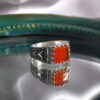 Persian Agate Silver Ring for Men Elegance Red Model ANMS