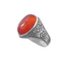 Persian Agate Silver Ring for Men Elegance Red Model Flower
