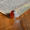 Persian Agate Silver Ring for Men Elegance Red Model Flower