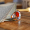 Persian Agate Silver Ring for Men Elegance Red Model Flower