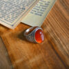 Persian Agate Silver Ring for Men Elegance Red Model Flower