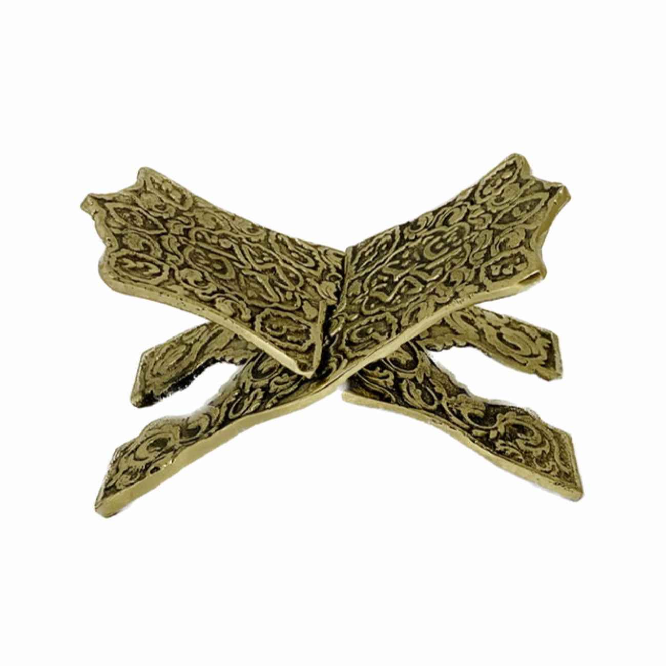 Foldable Brass Quran Rehal Stand Holder with Engraved Deign