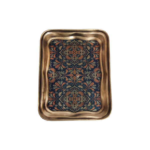 Persian Brass Serving Tray with Persian Floral Motifs