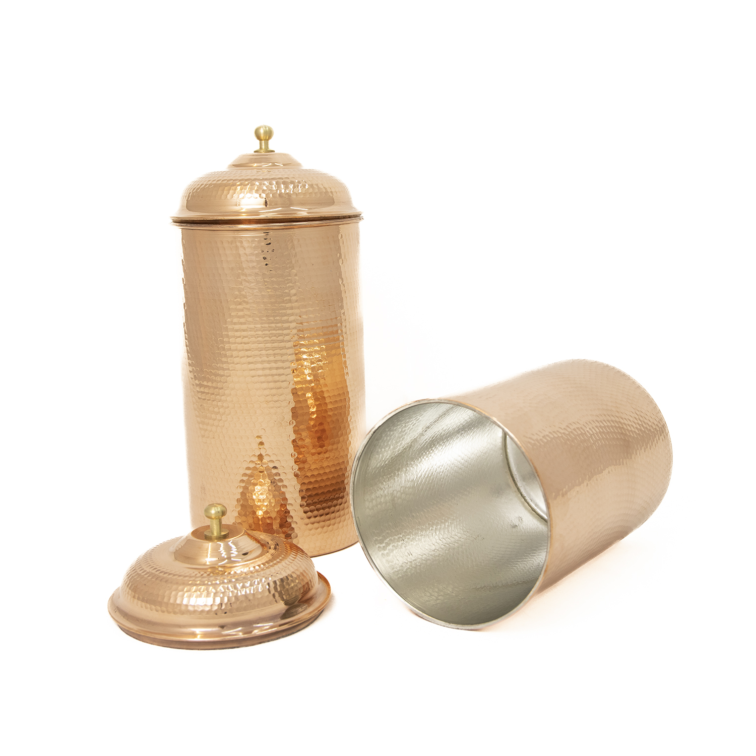 Persian Copper Canister Jar Handcrafted Hammered Set of 3