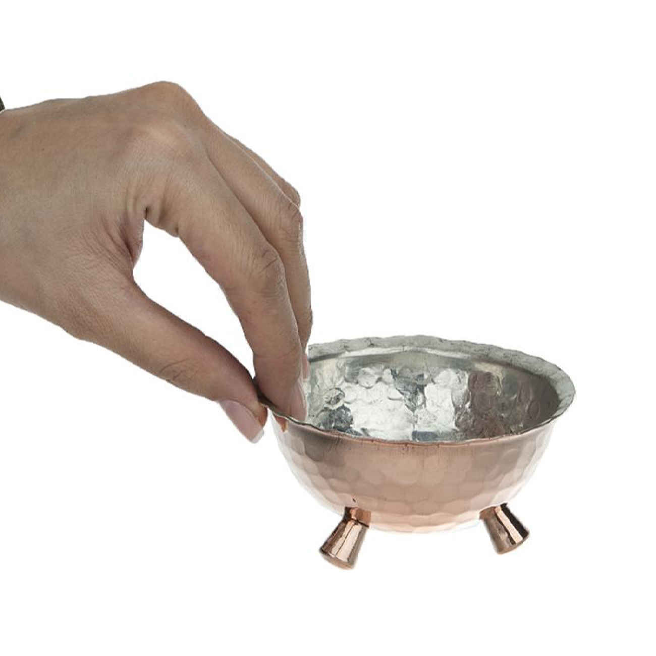 Persian Hammered Copper Footed Bowl – Model Roham