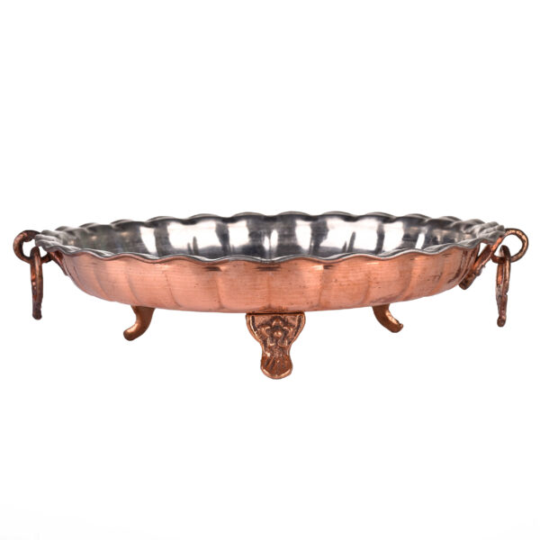 Persian Copper Footed Serving Tray Traditional Hammered Model Nafiseh