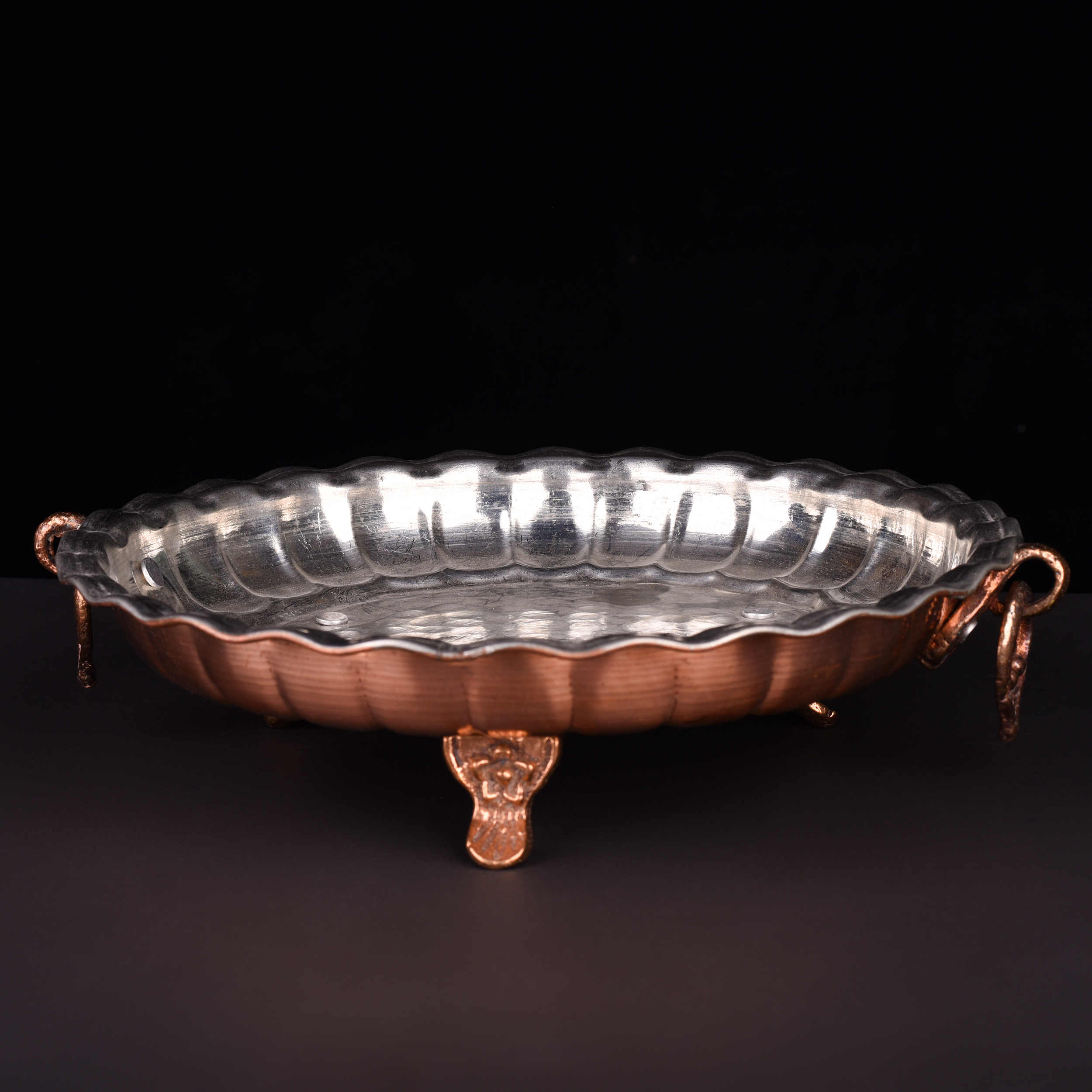 Persian Copper Footed Serving Tray Traditional Hammered Model Nafiseh