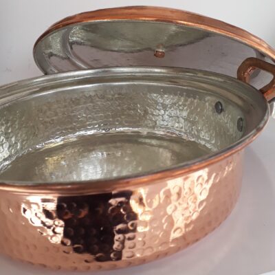 Persian Copper Sauté Pan – Hand-Hammered with Lid (Aidin Model)