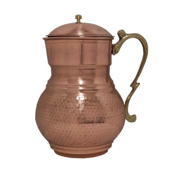 Persian Copper Pitcher Hammered with Lid & Handle Model Gulzar