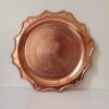 Persian Copper Serving Tray Hammered Handcrafted Round in Sun Design