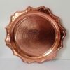 Persian Copper Serving Tray Hammered Handcrafted Round in Sun Design