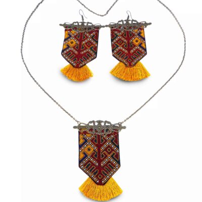 Persian Embroidered Earrings & Necklace Set Model Balochi