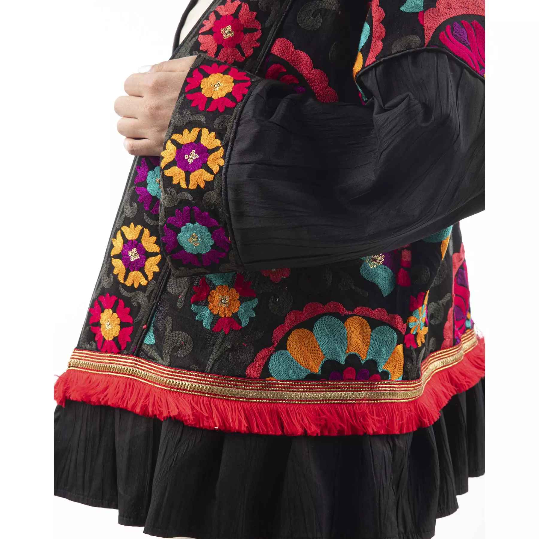 Persian Embroidered Manto for Women with Floral Design