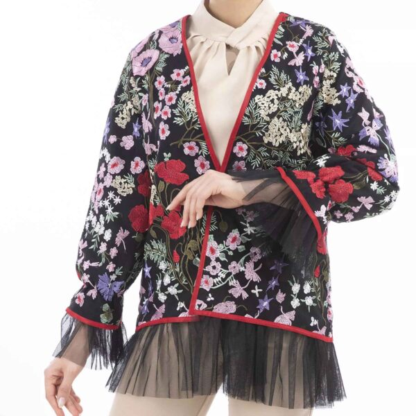 Persian Embroidered Manto with Floral Design