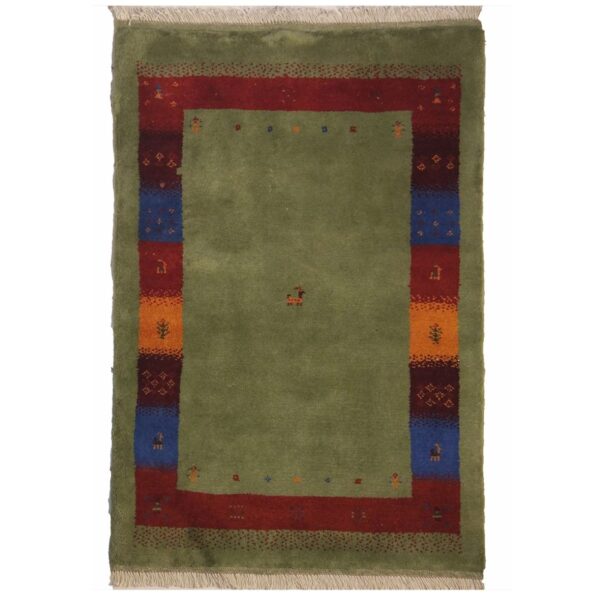 Persian Gabbeh Rug with Wool Handwoven in Fars Animal Motifs
