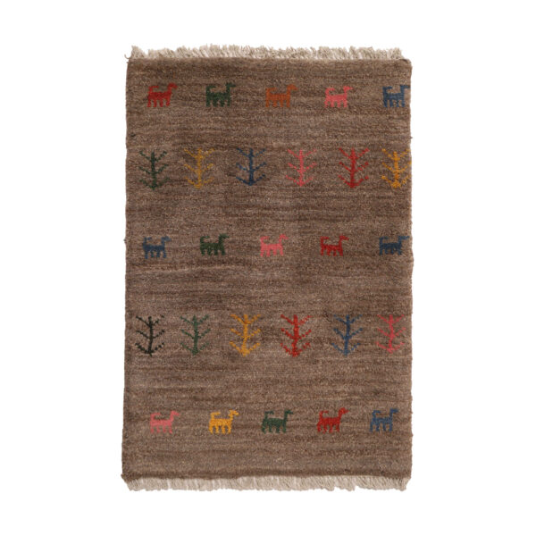 Persian Gabbeh Rug with Wool Handwoven in Fars Animal Motifs