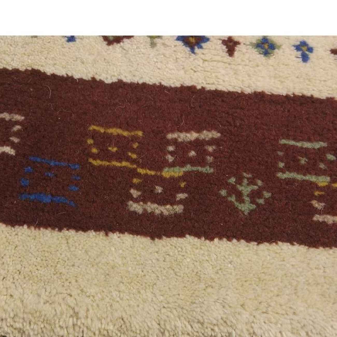 Persian Gabbeh Rug with Wool Handwoven in Fars Bordered Cream