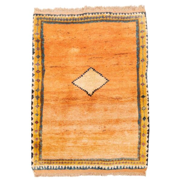 Persian Gabbeh Rug with Wool Handwoven in Fars Geometric Bordered