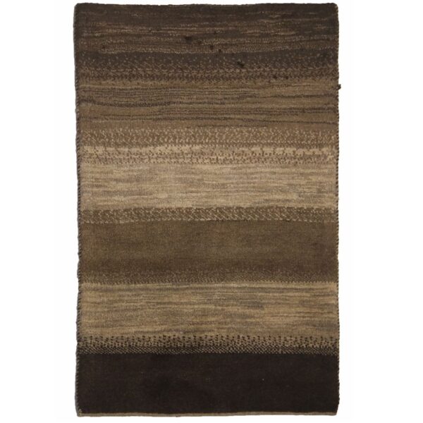 Persian Gabbeh Rug with Wool Handwoven in Fars Striped Brown