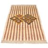Persian Gabbeh Rug with Wool Handwoven in Fars Striped Geometric Cream