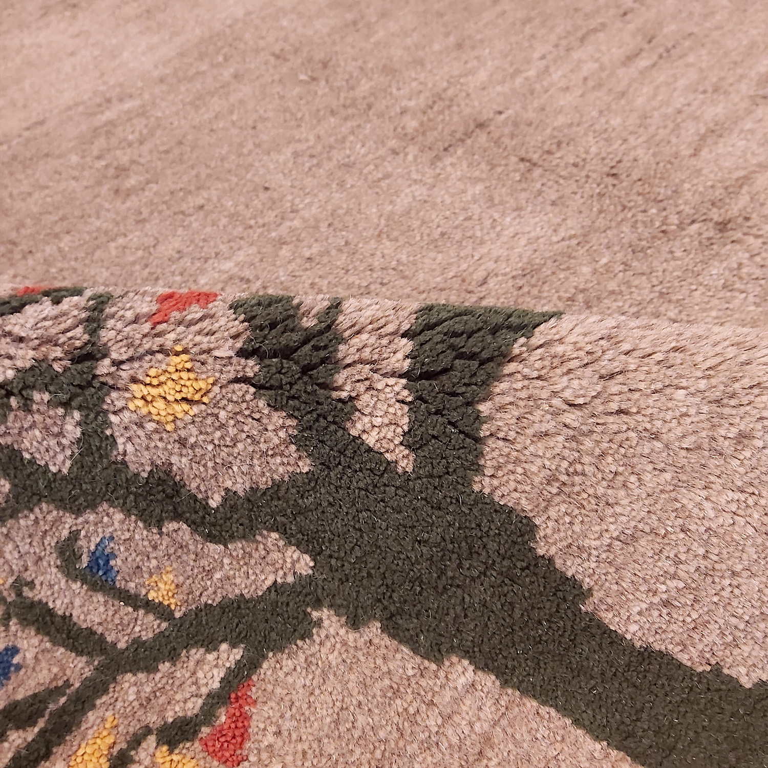 Persian Gabbeh Rug with Wool Handwoven in Shiraz Tree Motifs Brown