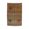 Persian Gabbeh Rug with Wool Handwoven in Shiraz Tree Motifs Brown