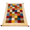 Persian Gabbeh Wool Rug Authentic Handwoven in Fars Checkered Cream