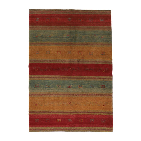 Persian Gabbeh Wool Rug Authentic Handwoven in Fars Striped Red
