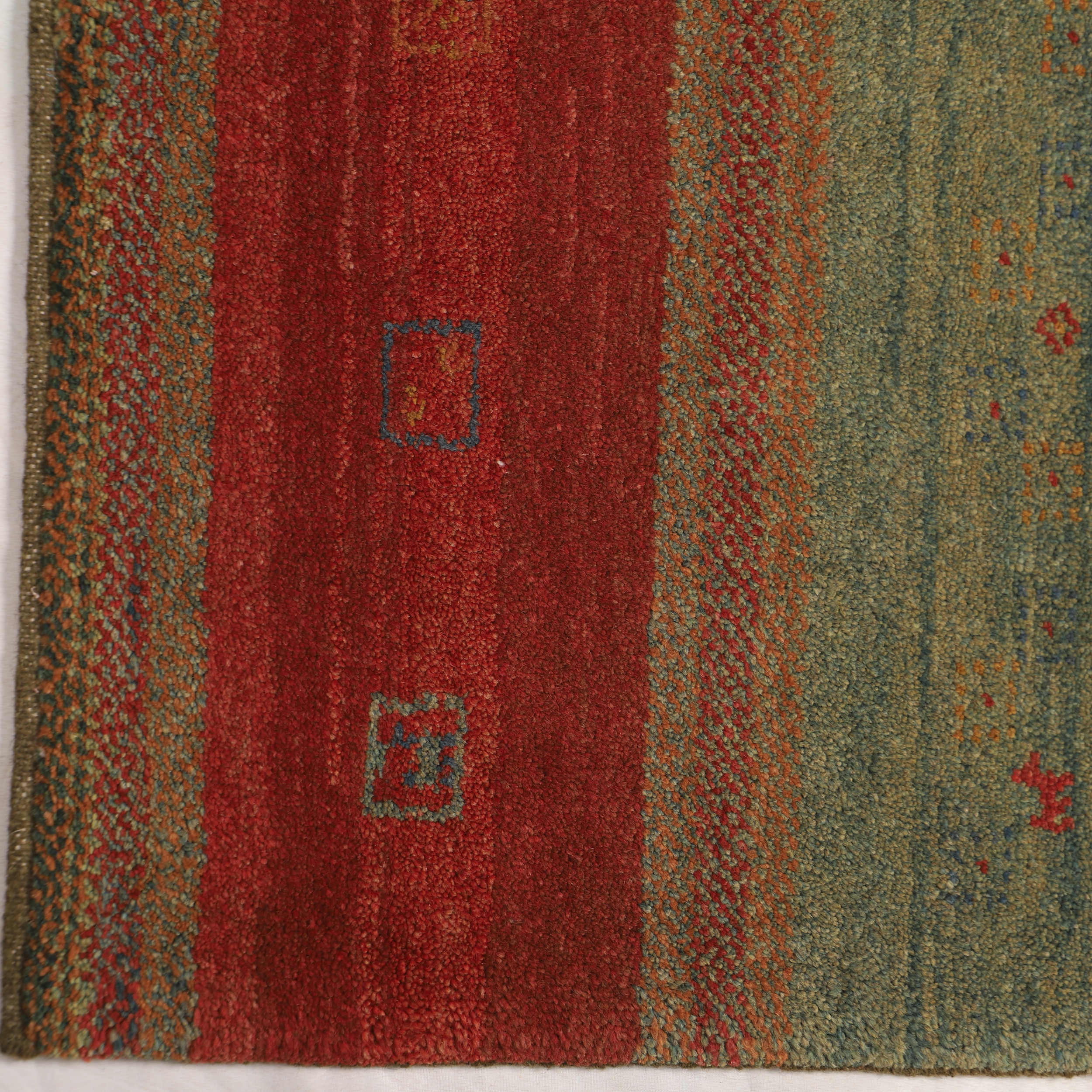Persian Gabbeh Wool Rug Authentic Handwoven in Fars Striped Red