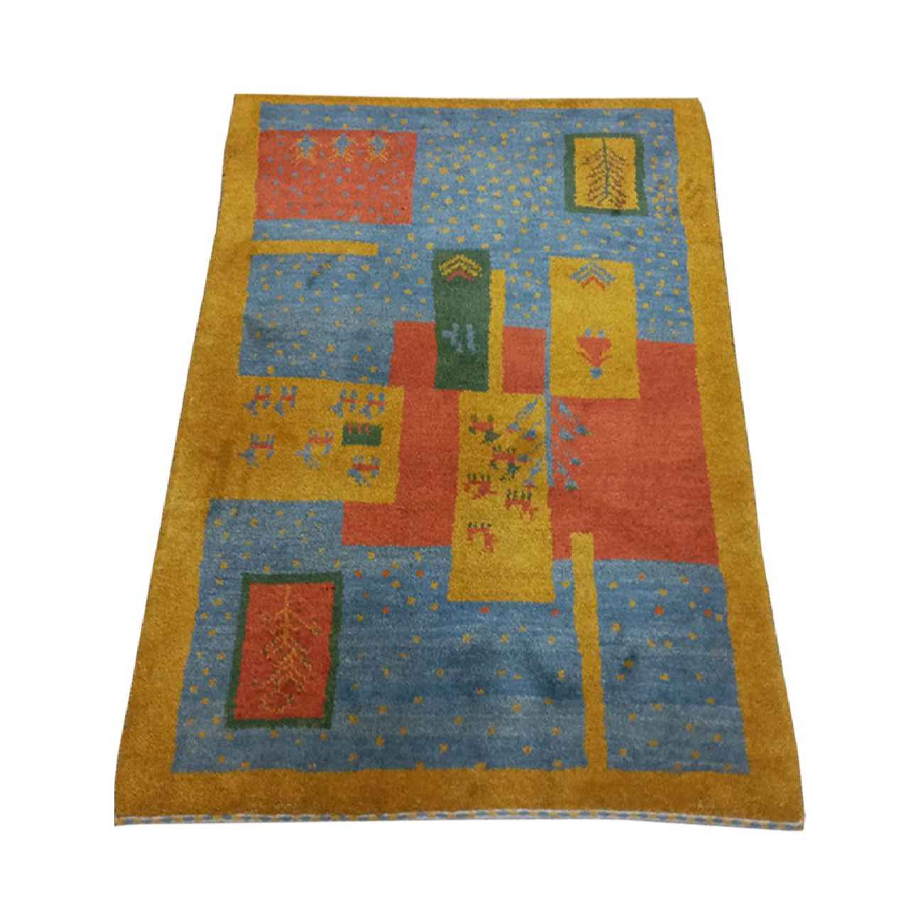 Persian Gabbeh Wool Rug Handwoven Animal Design