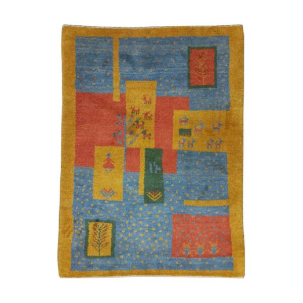 Persian Gabbeh Wool Rug Handwoven Animal Design