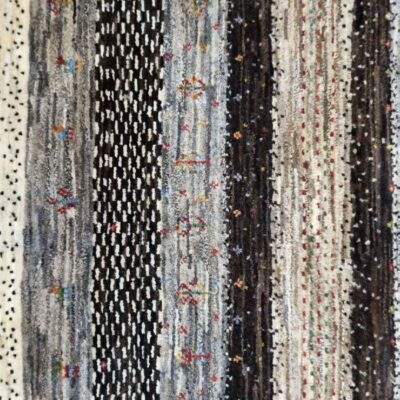 Persian Gabbeh Wool Rug Handwoven Striped Brown