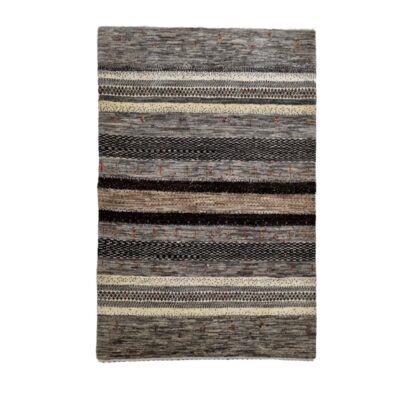 Persian Gabbeh Wool Rug Handwoven Striped Brown