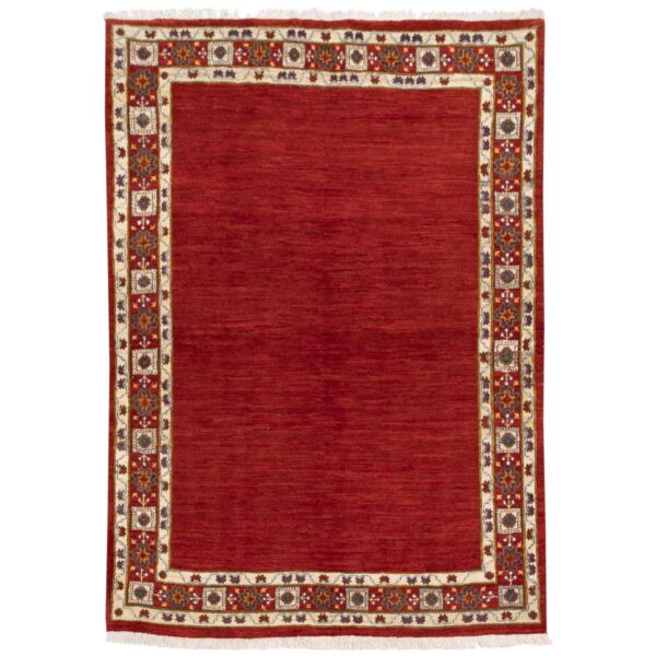 Persian Gabbeh Wool Rug Handwoven in Fars Floral Bordered