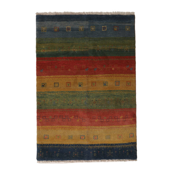 Persian Gabbeh Wool Rug Handwoven in Fars Striped