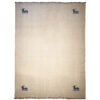 Persian Gabbeh Wool Rug Handwoven in Shiraz Animal Motifs Cream