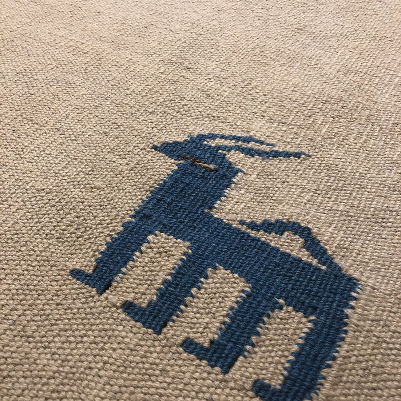 Persian Gabbeh Wool Rug Handwoven in Shiraz Animal Motifs Cream