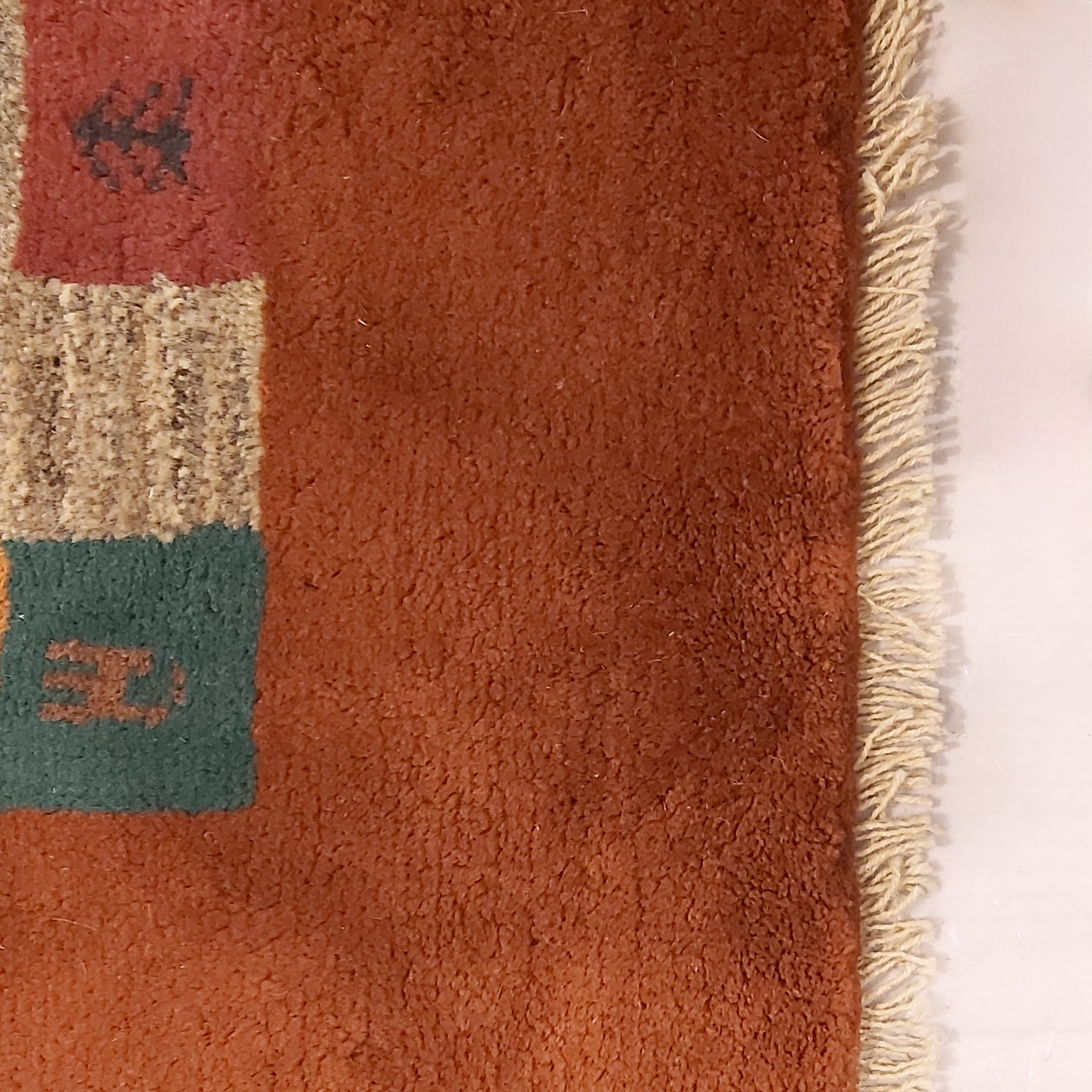 Persian Gabbeh Wool Rug Handwoven in Shiraz Bordered Maroon