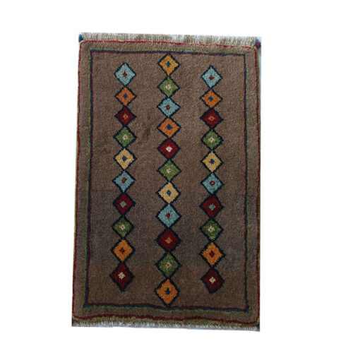 Persian Gabbeh Wool Rug Handwoven in Shiraz Geometric Brown