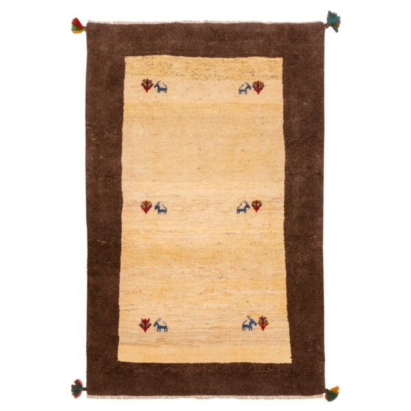 Persian Gabbeh Wool Rug Handwoven in ‌Fars Bordered Animal Motifs