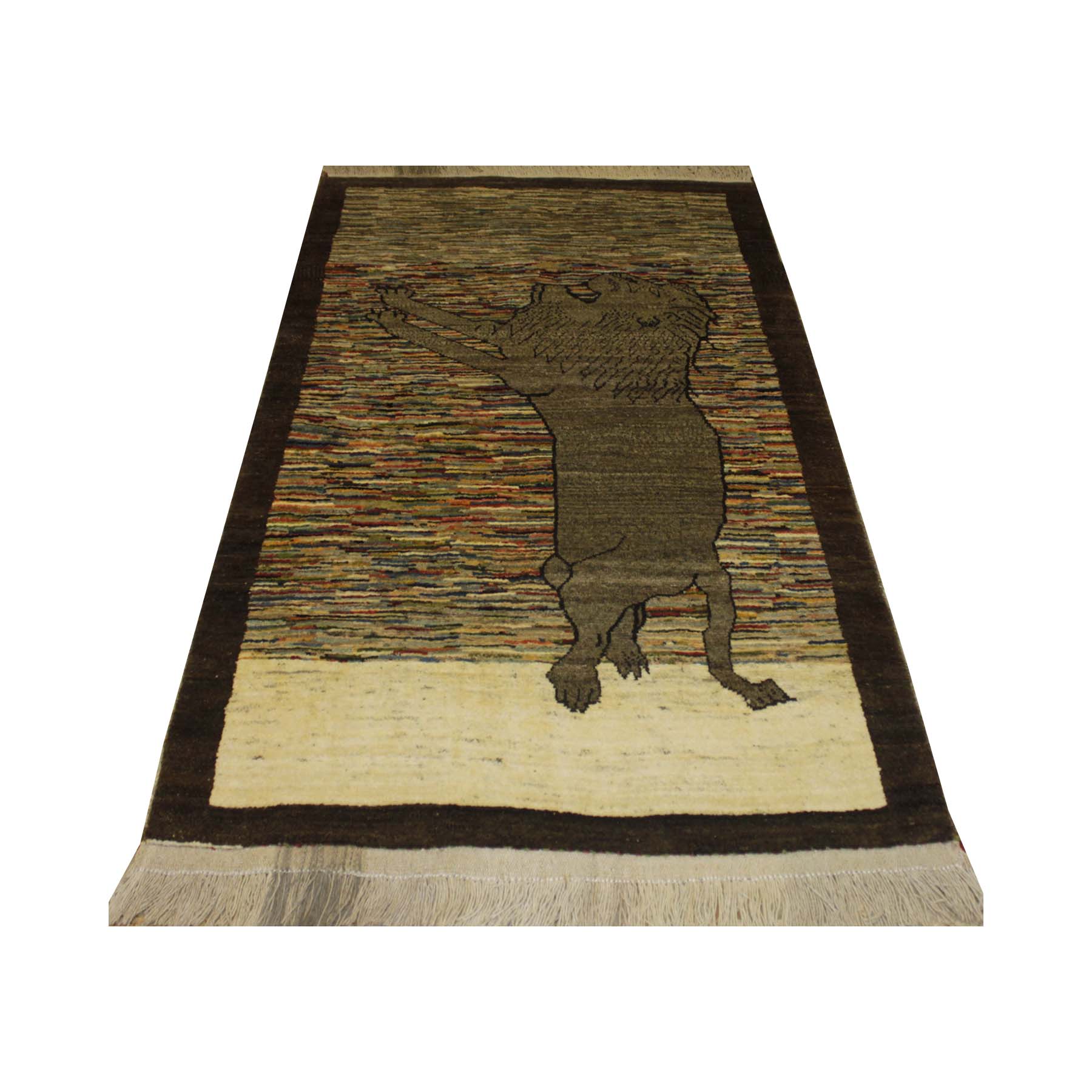 Persian Gabbeh Wool Rug Original Handwoven in Fars Lion