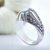 Persian Green Emerald Silver Ring For Men Handcrafted