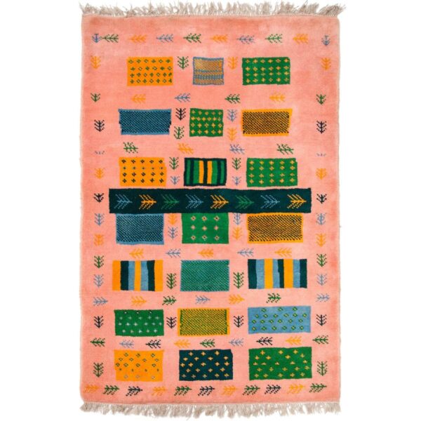 Persian Kashkuli Gabbeh Rug with Wool Handwoven in Golestan Pink