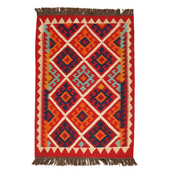 Persian Kilim Rug with Wool Handwoven in Isfahan Qashqai Red