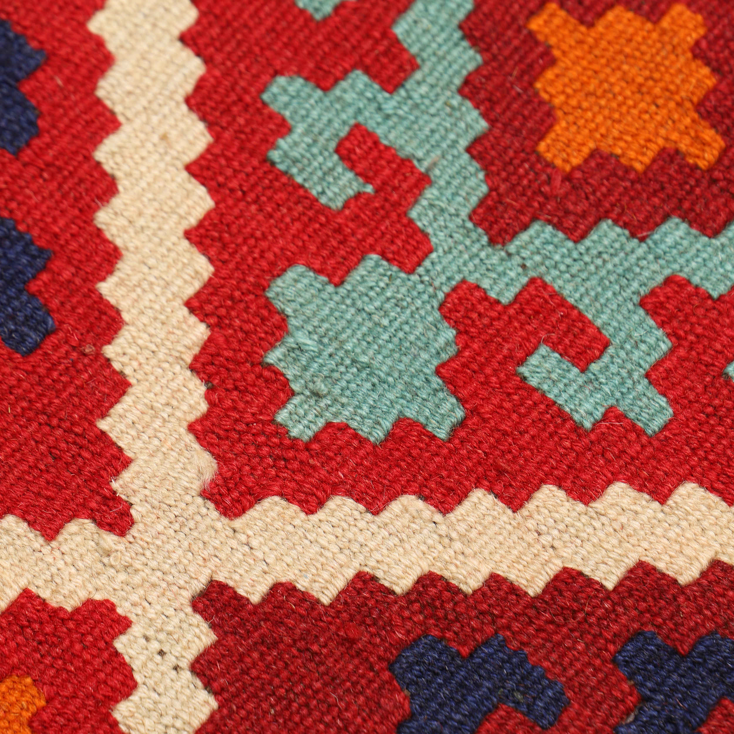 Persian Kilim Rug with Wool Handwoven in Isfahan Qashqai Red