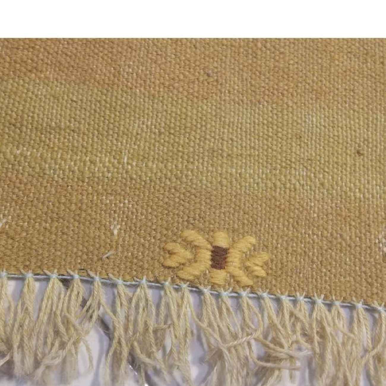 Persian Kilim Rug with Wool Handwoven in Striped Cream