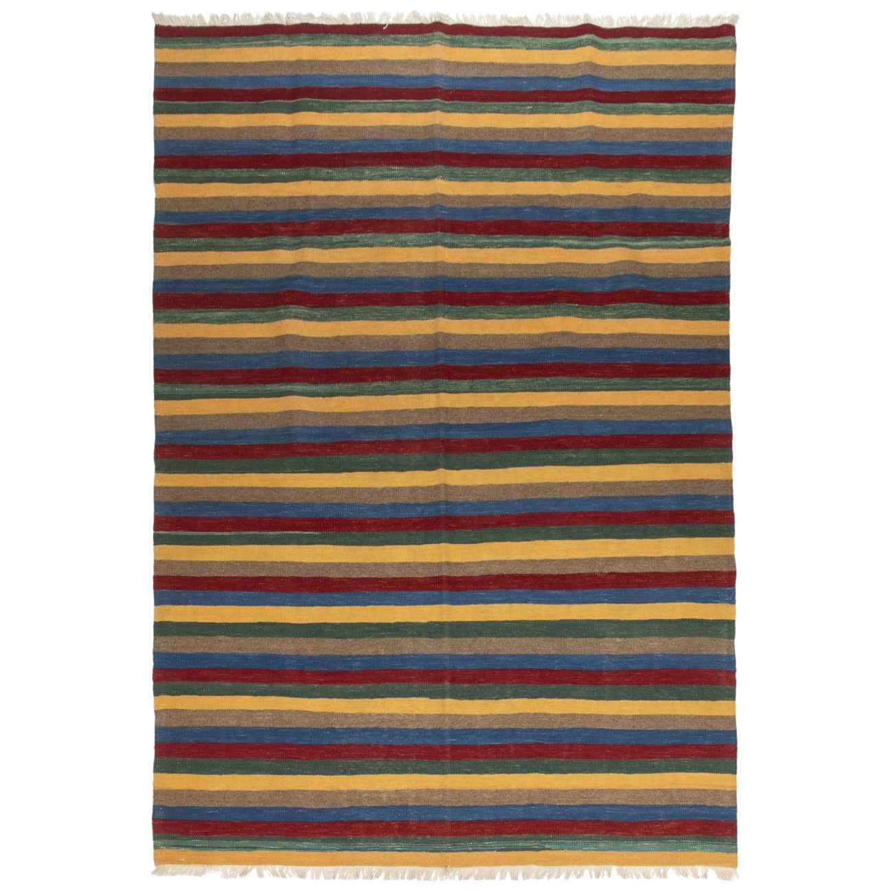 Persian Kilim Rug with Wool Original Handwoven in Fars Striped